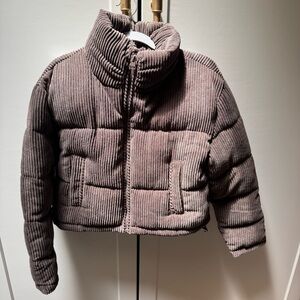 Corduroy Puffer Jacket - Brown